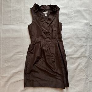 J. Crew Brown Pleated Wrap Midi Dress